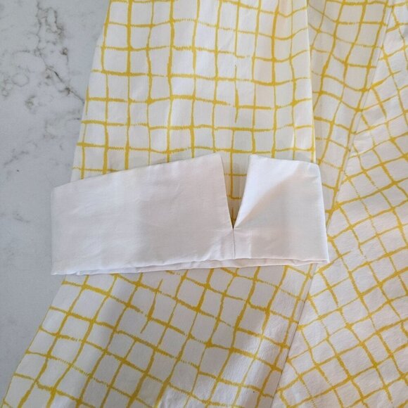Lafayette 148 New York Size 14 Button-Up Shirt Yellow & White Casual Career - Picture 4 of 8